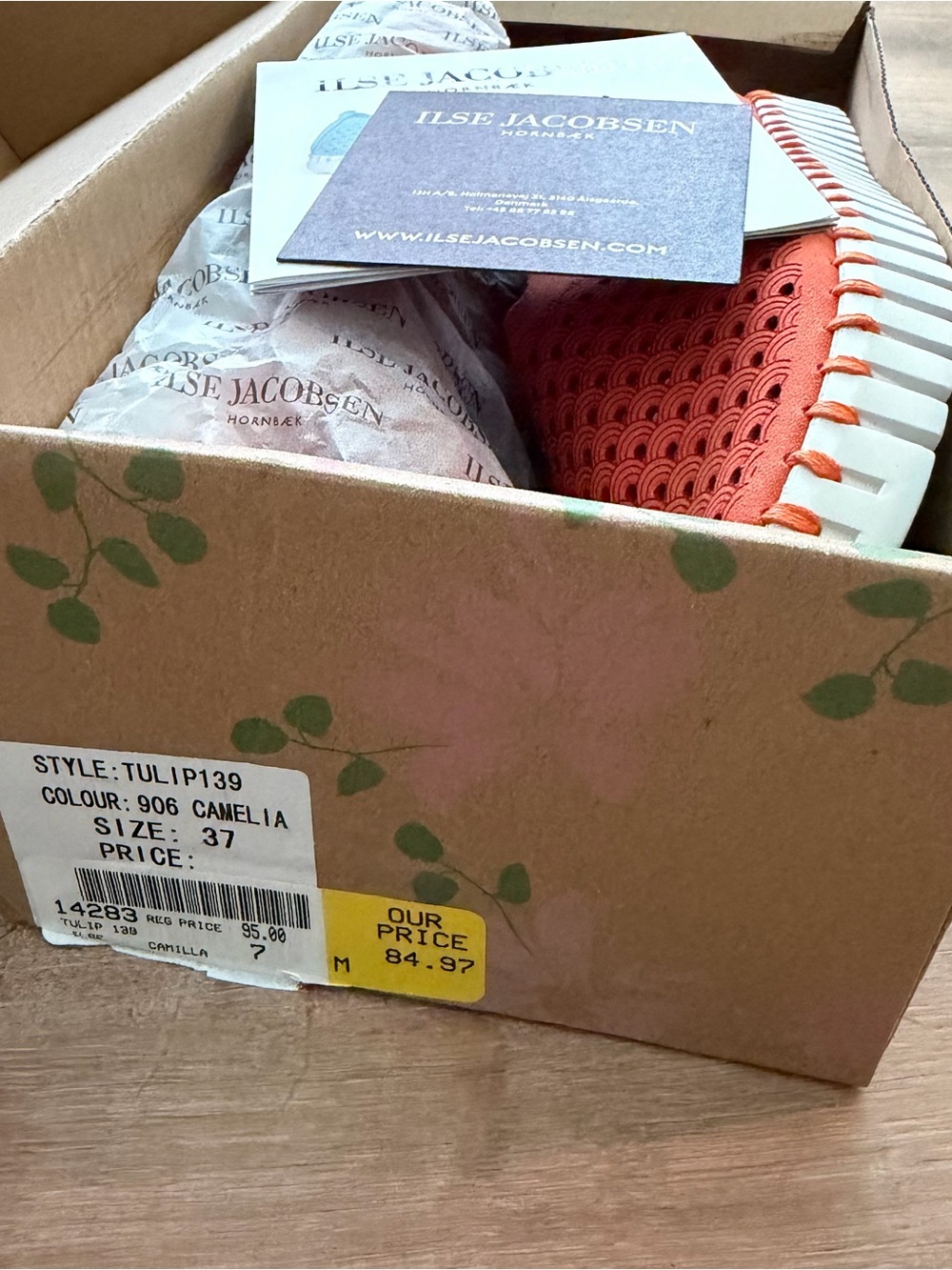 Ilse Jacobsen Camelia Woven Slip-On - Coral Orange - Picture 6 of 6